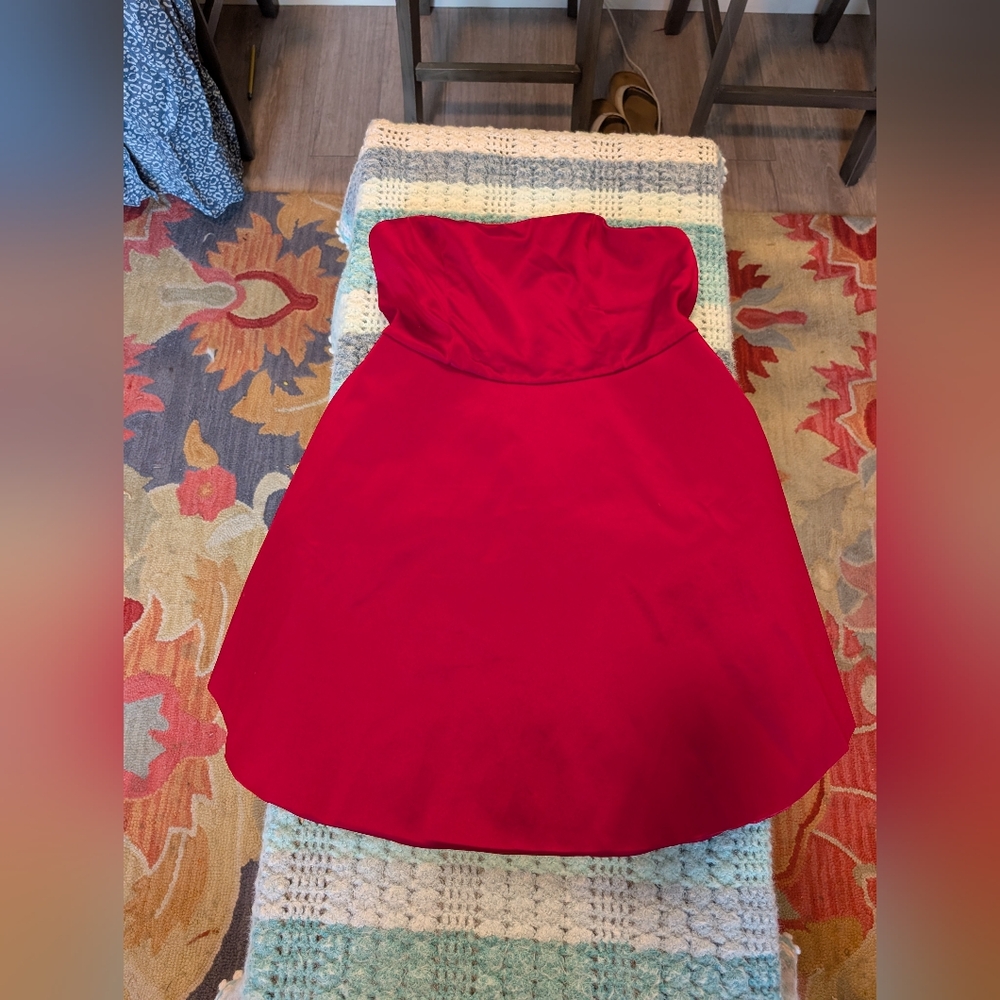 Fashion‎ Nova Elegant Red Rigid Skirt Strapless Dress Size Large